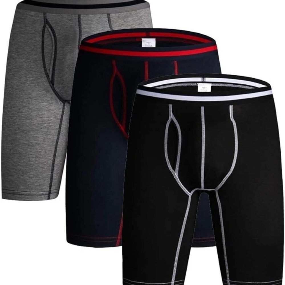 THE OTHER SIDE Men's Underwear Boxer Briefs Cotton Regular Long 3 Pack XXL